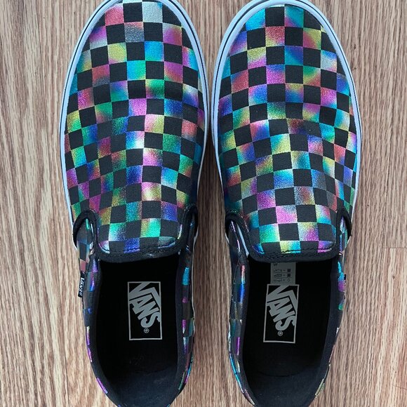 VANS Authentic Iridiscent Checkerboard Women's Size 11 Black Multicolor Shoes - Picture 7 of 8
